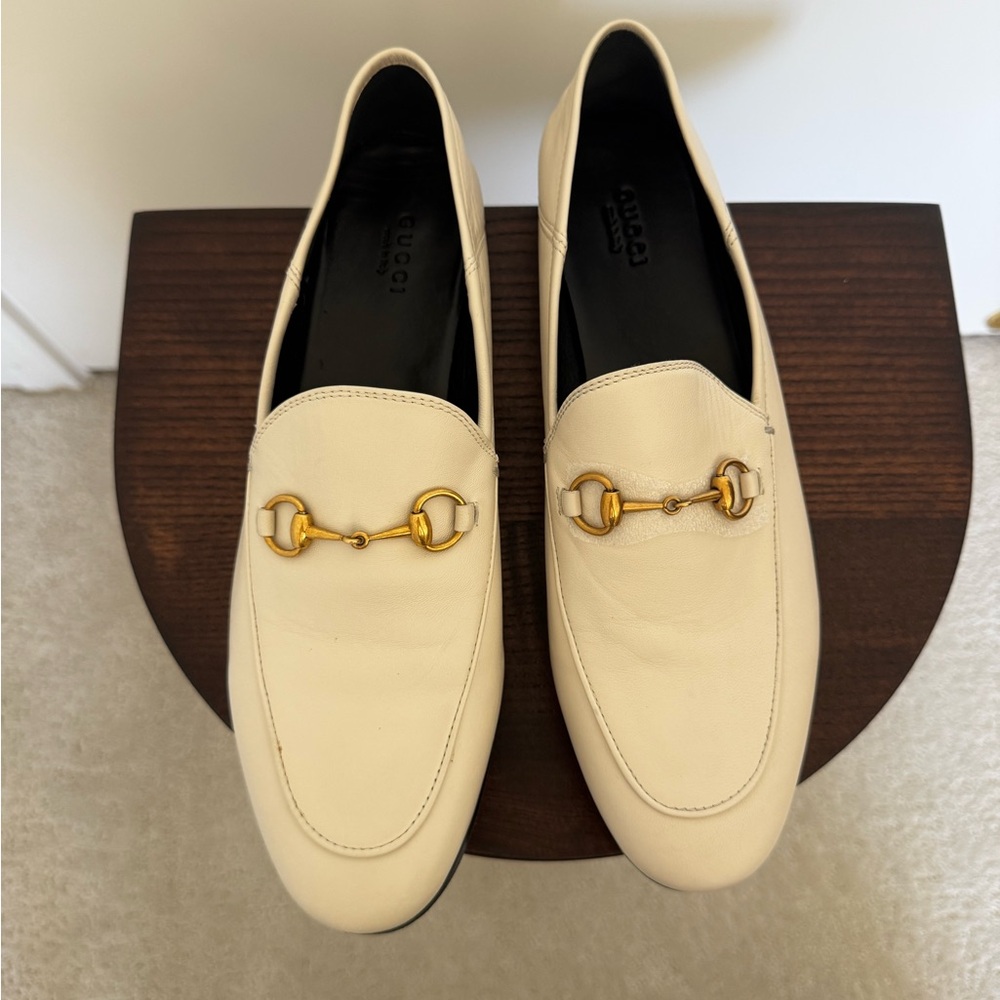 Gucci Brixton Horsebit- detailed collapsible-heel Ivory Loafers